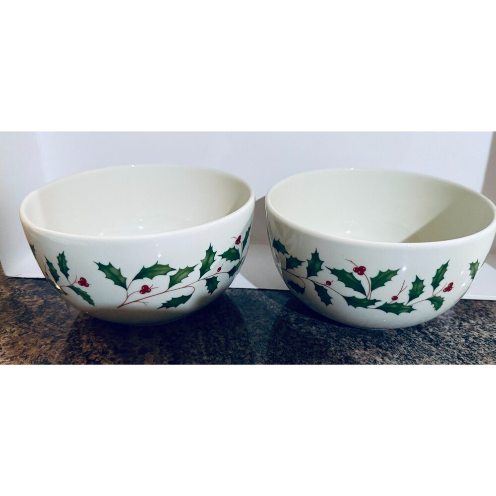 LENOX Christmas Bowl 6” Diameter Holly Berry Set of 2 Bowls